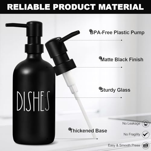 Hand and Dish Soap Dispenser Set (Black Bottle+black Pump)