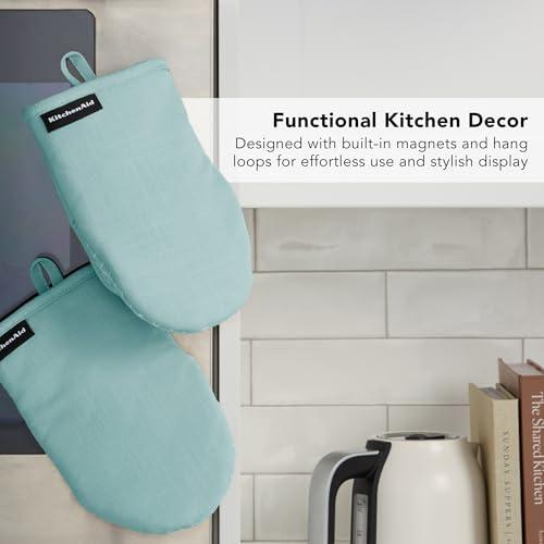 Gourmet Series Gridlines Mini Oven Mitts 2 (Mineral Water Aqua)