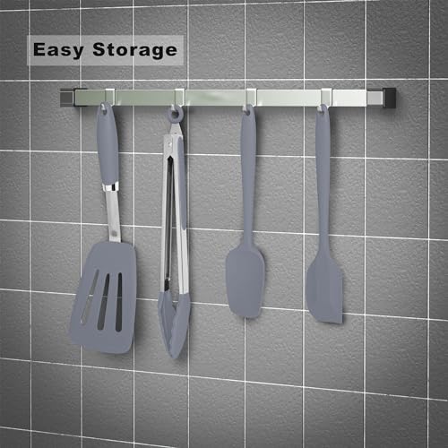 5 Piece Silicone Spatulas Set with Tongs (Z-Grey)