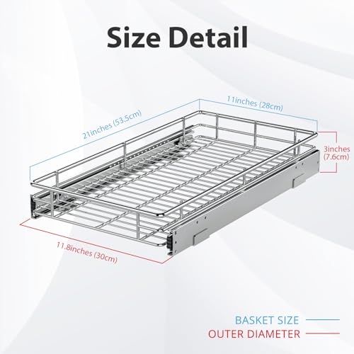 Pull Out Cabinet Organizer (11.8"W x 21"D)
