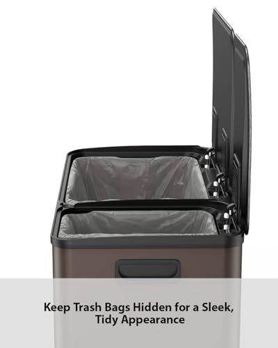 Double Trash Can Kitchen (Brown / 13+5.5 Gallon)