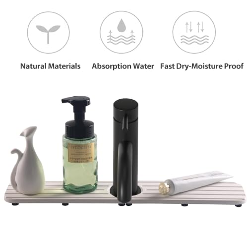 Faucet Mat for Kitchen Sink (White / 17.3" x 3.9" x 0.5")