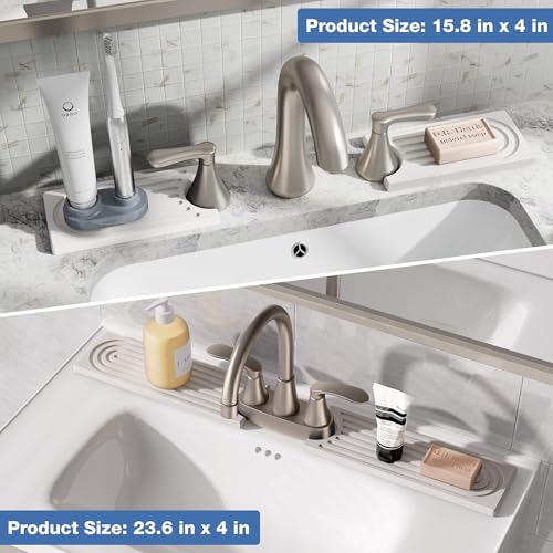 Faucet Mat for Kitchen Sink (15.8" x 4" / White)