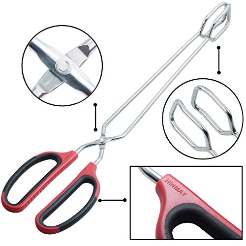 Extra Long Scissor Tongs 16" Stainless Steel Barbecue Grilling Tongs (Red / 16")