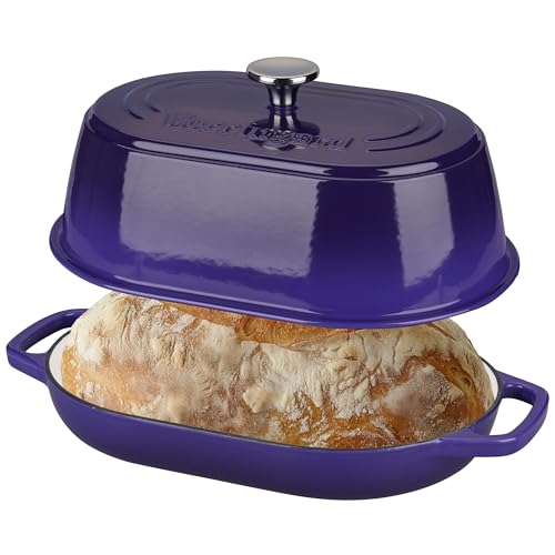 Enameled Cast Iron Dutch Oven Pot with Dome Lid (Purple)