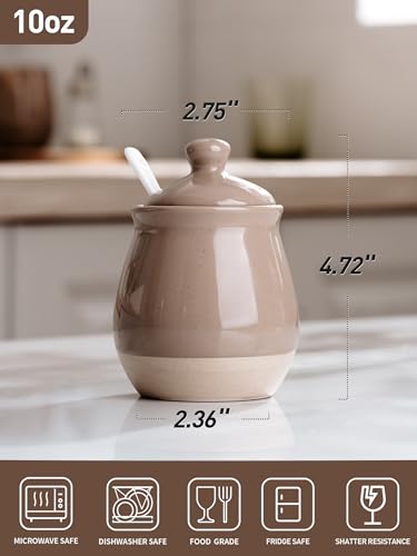 10oz Sugar Bowl with Lid and Spoon (Sugar Bowl / Cinnamon Brown)