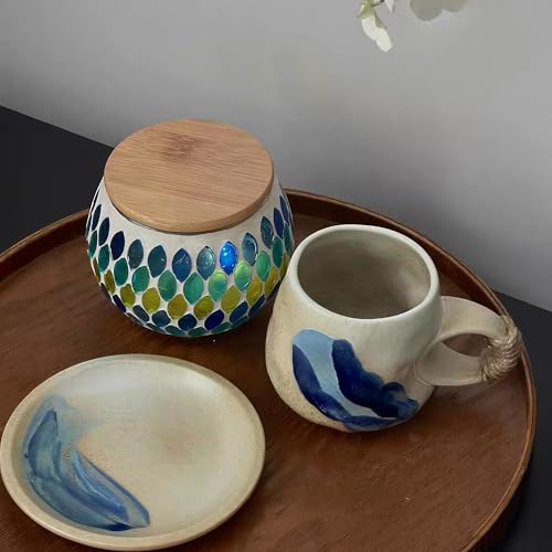 Little handmade ceramic pottery tea cup with saucer (White)