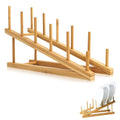 Bamboo Dish Drying Rack Wooden Plate Rack Kitchen Pot Lid Holder Cabinet Organizer for Dish Plate Cup Pot Lid Bowl Cutting Board (1PCS)