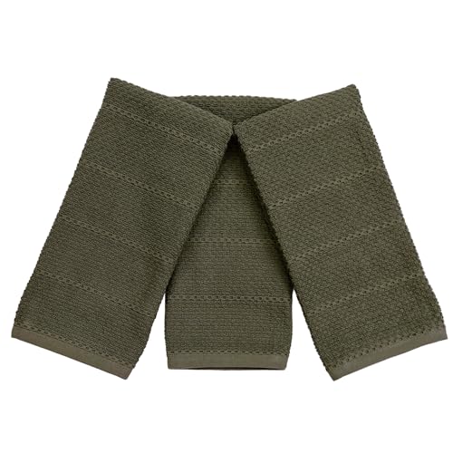 Olive Green Kitchen Hand Dish Towels (Olive Textured)