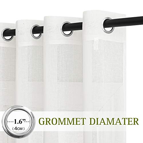Faux Flax Linen Sheer Curtains for Privacy Protection (70"W x 96"L (Pack of 2) / Ivory)