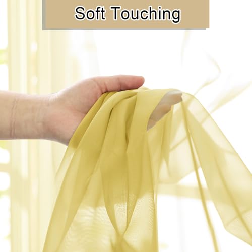 Yellow Sheer Curtains 63 Inch Length 2 Panels (Yellow / 40"W x 63"L (Pack of 2))