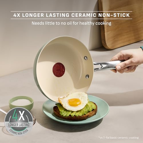 Inspire Ceramic Frying Pans Nonstick 10.5 Inch Skillet with Lid (10-Inch with lid)
