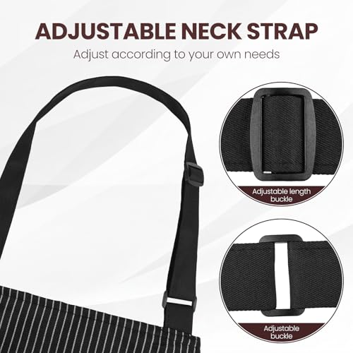 2 Pack Apron Cooking Kitchen Aprons (Black/ Black)
