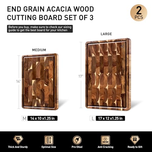 End Grain Cutting Board Set of 2 with Non (Set of 2)