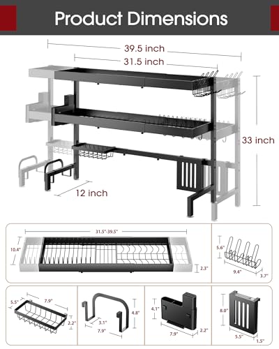 3 Tier Dish Drying Rack Over The Sink (Black / XXX-Large (3 Tier))