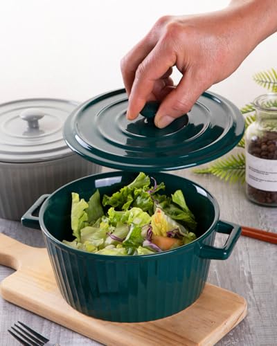 Green Colorful Ceramic Casserole Dish with Lid (green)