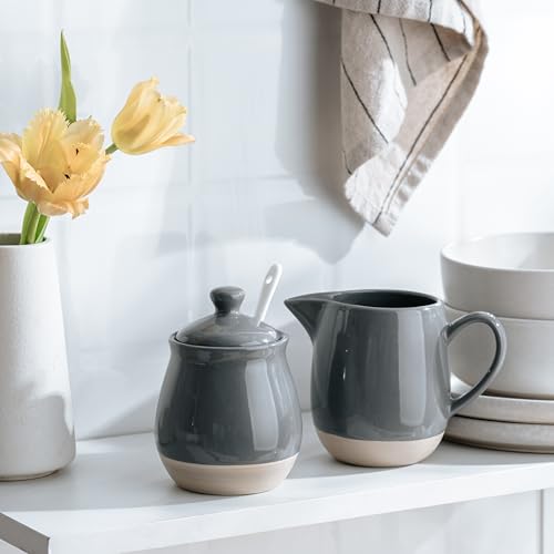 10oz Sugar Bowl & 13oz Creamer Set (Cream & Sugar Set / Dark Gray)