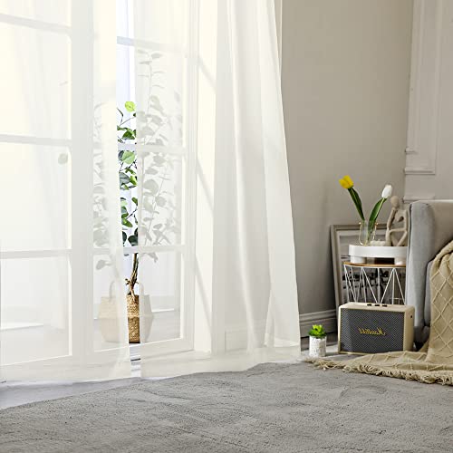 2 Pack Ivory Sheer Curtain 84 Inches Long (40"W x 84"L (Pack of 2) / Ivory)