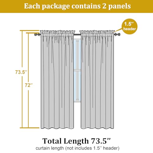 Aqua Sheer Curtains for Bedroom Living Room 72 Inches Long 2 Panels Set (Aqua / 42"W x 72"L (Pack of 2))