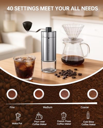 Manual Coffee Grinder with 40 External Adjustable Settings