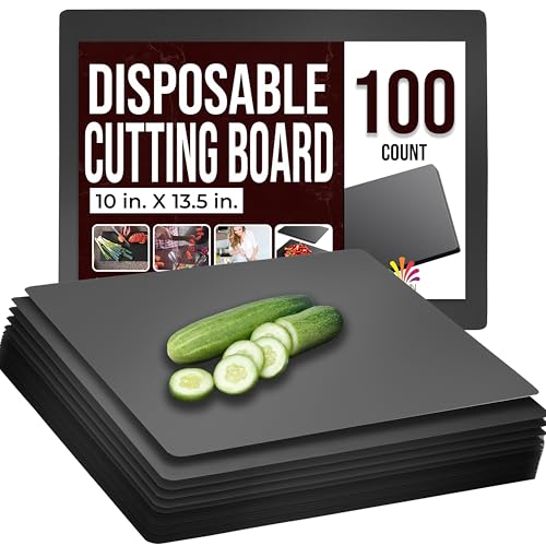Disposable Cutting Boards for Kitchen 100 Count Black Cutting Board 10 Inch X 13.5 Inch Flexible Cutting Boards For Kitchen ~ Patent Pending ~ Recyclable Disposable Cutting Board Sheets By Crown (Black / Medium 100 Count)