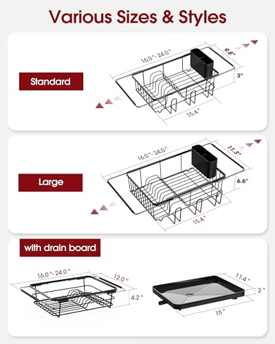 Dish Drying Rack in Sink (Black / Standard - 15.4" × 9.8" × 3")