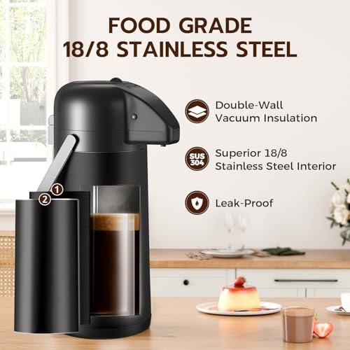 Coffee Carafe for Keeping Hot (Black / 102 Ounces)