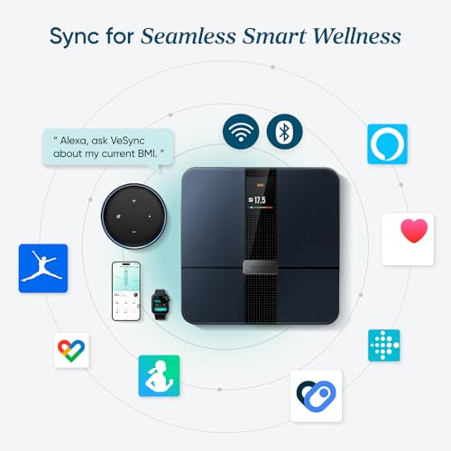 Smart Scale for Body Weight and Fat (Black-Color Screen / 11.8 x 11.8 inches)