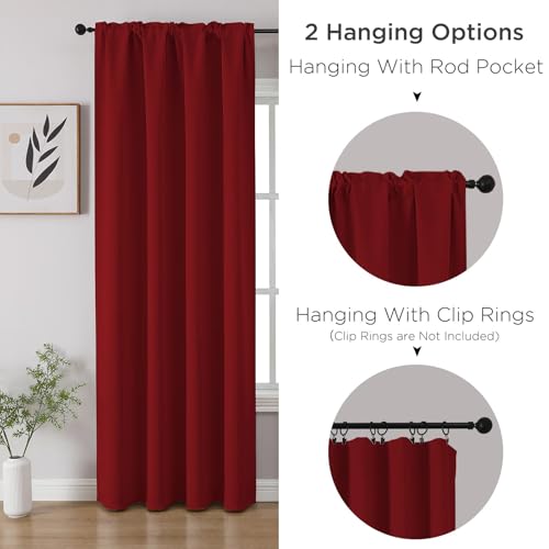 Red Blackout Curtains 84 inch Length 2 Panels Set (Red / 52"W x 84"L (Pack of 2))
