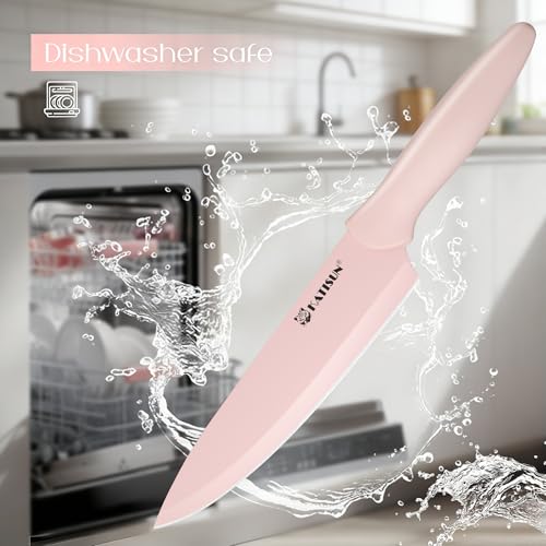 15 Piece Pink Nonstick German Steel Knife Set with Block (Pink / 15 Pieces)