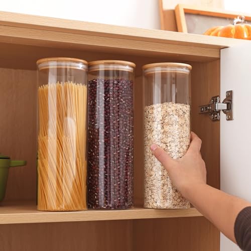 3pcs Pasta Containers Storage Glass Food Storage Containers (round-2qt*3pcs)