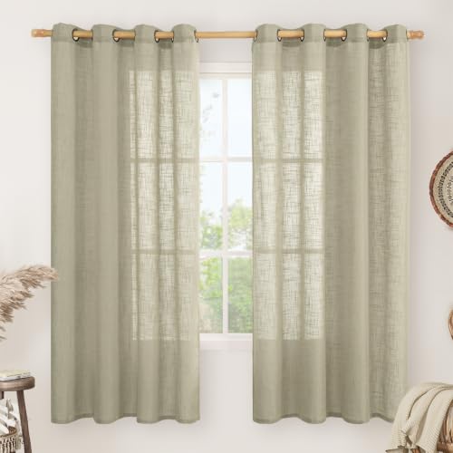 Semi Sheer Linen Curtains 72 Inches Long 2 Panels Set (52"W x 72"L (Pack of 2) / Oatmeal)