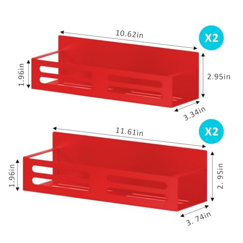 Magnetic Spice Rack for Refrigerator (4 Pack No Jars / Red)