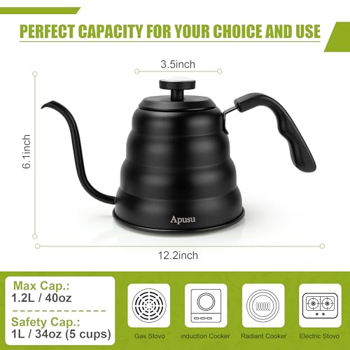 Tea Kettle For Stovetop (Black (with Thermometer) / 1.3 Quarts)