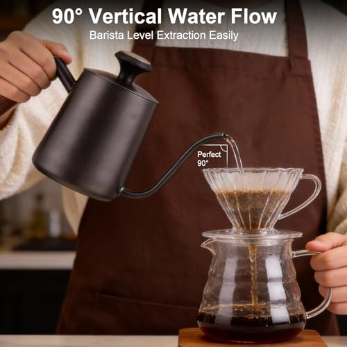 Pour Over Kettle 304 Stainless Steel Gooseneck Kettle with thermometer (600ML)