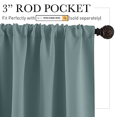 Cafe Blackout Curtains 24 inch Length (Dusty Blue / 29"W x 24"L (Pack of 2))