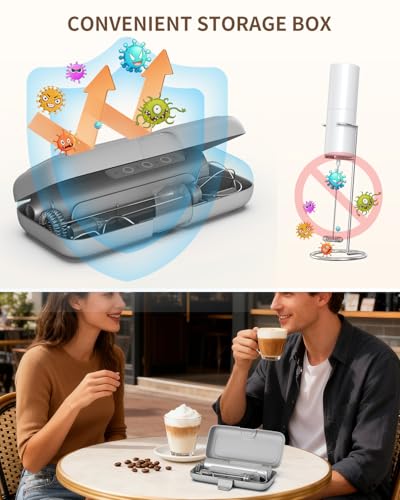 Rechargeable Handheld Milk Frother Wand with Stand