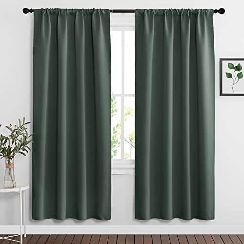 Blackout Curtains for Bedroom Living Room Nursery 72 inches Long (Dark Green / 42"W x 72"L (Pack of 2))