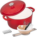 Enameled Cast Iron Dutch Oven Pot with Lid (6 QT / Red)