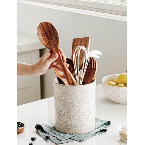 Kitchen Utensil Holder (Off-White (Lace Emboss))