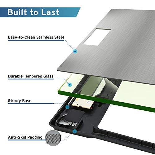 Stainless Steel Digital Body Weight Bathroom Scale (Brushed Silver / 11.8 x 11.8 inches)
