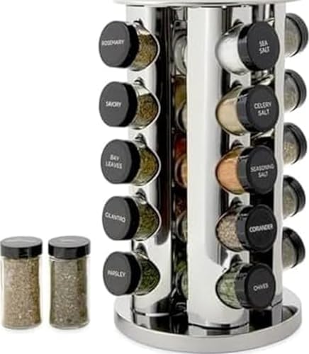 20 Jar Revolving Countertop Spice Rack with Spices Included (Classic / 20-Jar)