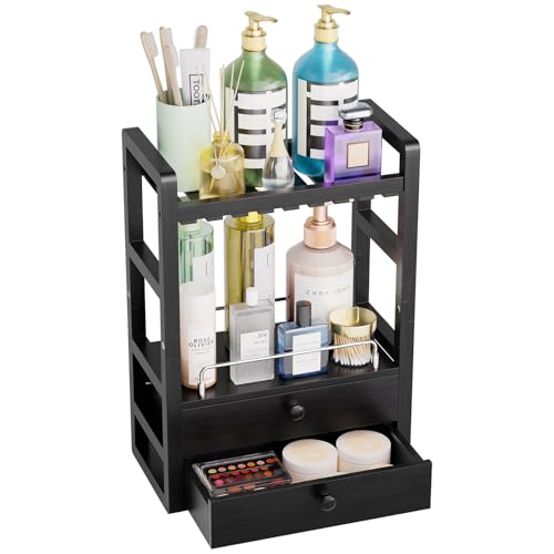 Bamboo Bathroom Counter Organizer (Black)