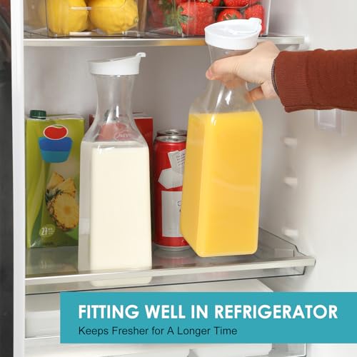 Plastic 50 Oz Water Carafe with Flip Top Lid (2 PACK)