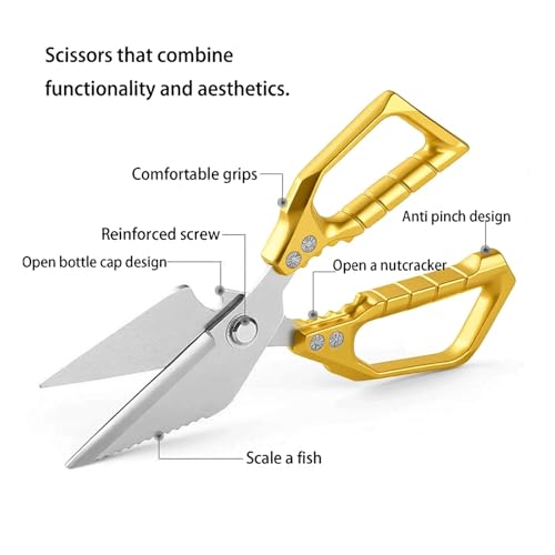 Gold Kitchen Scissors Heavy Duty All Purpose Kitchen Shears for Food (Gold)