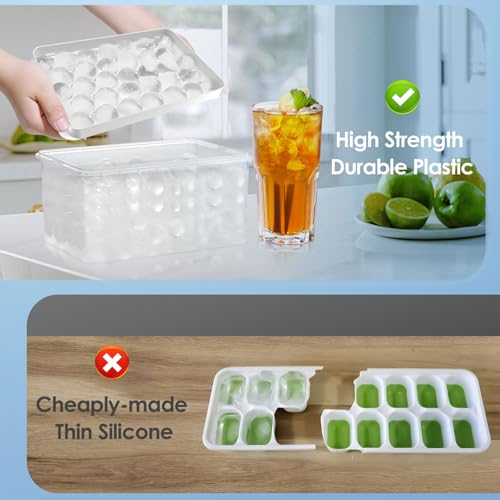 Ice Cube Tray with Lid and Bin (1"-2 pack / White)