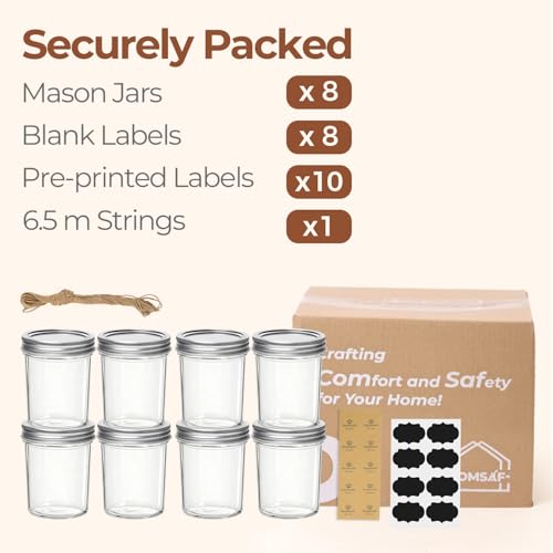 16 oz Wide Mouth Mason Jars Bulk Set (16 fl oz x 8 - Wide Mouth)