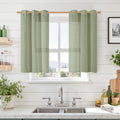 Short Linen Curtains 40 inches Long for Small Window 2 Panels (34"W x 40"L (Pack of 2) / Sage Green)