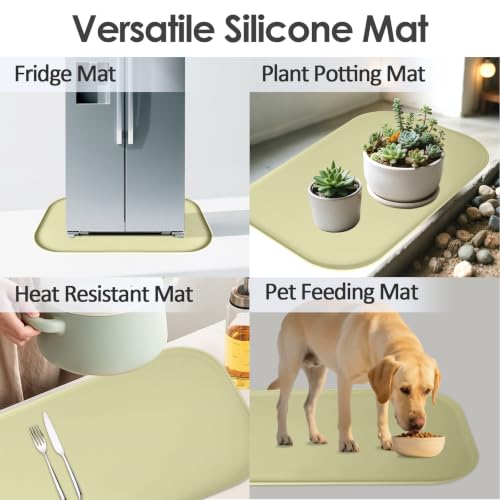 Silicone Coffee Maker Mat with Lip for Countertops (Sage Green / 24'' x 16'')