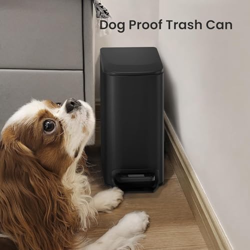 Small Bathroom Trash Can with Lid (Matte Black)